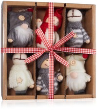 BRUBAKER 6-Piece Set Christmas Tree Pendants - Reindeer Gnomes Winter Children - picture