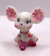 Fenton White Mouse Figurine Hand Painted by Former Fenton Artist OOAK picture
