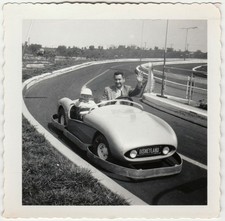 1956 Disneyland Autopia Original Snapshot Early Park Ride Car Velox Photo picture