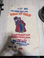 Lot of 10 Vintage 1982 King of Gold Flour Sack Peavey Arabic Jeddah 100lb Cloth picture