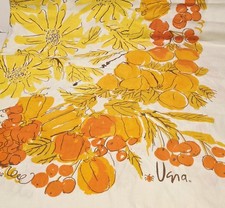 Vintage Vera Neumann Tablecloth Yellow Orange 64X52 Rectangle 1960s Cherries picture
