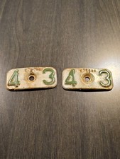 Vintage Michigan 1943 License Plate Tag Metal Renewal Tags - Pair picture