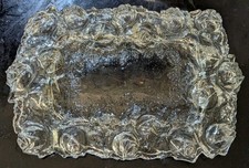 GOOFUS GLASS VANITY TRAY EAPG Embossed Roses picture
