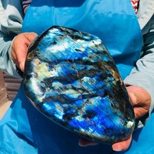 7.32LB Natural Labradorite Blue Quartz Crystal Polished Healing Sample 6446 picture