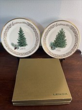 Lot Of 2 VTG Lenox Christmas Tree Plates, 1976 Douglas Fir, 1977 Scotch Pine picture