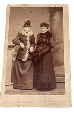 Nice Antique Cabinet Card Victorian 2 Ladies Photo Photograph 4” picture