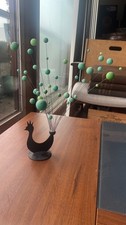 Vintage 1960's / 70's Atomic Kinetic Peacock Table Mobile Ball Spray Sculpture picture