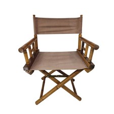 Vtg MCM Boho Bamboo Folding Director Chair Canvas Accent SafariModern 17x23x33 picture