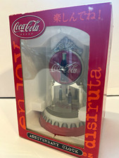Vintage Coca Cola Anniversary Clock 2002 Dome Revolving Miniature Coke Bottle picture