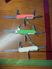Lot Of (3) Tinker Swiss Army Knife Victornox Genuine, Green, Purple,white, Blue picture