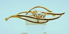 P001 Vintage style Gold Tone metal with stone faux pearl fashion jewelry Brooch picture