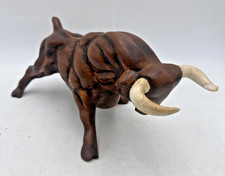 Vtg MCM Treasure Craft Bull Ceramic Statue Figure Large Crackle Patina 13.5
