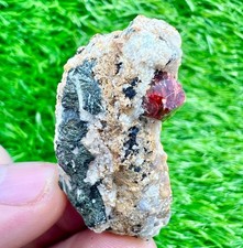 106 CT Fluorescent Zircon Crystal On Matrix From Skardu Pakistan a42 picture