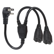 Power Cord Extension Y Splitter - 1 to 2 Way Outlet Adapter NEMA 5-15P 90-Degree picture
