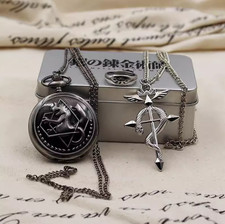 Fullmetal Alchemist Pocket Cosplay Pocket Watch Necklace Ring Props Set New picture