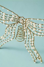 NWT Anthropologie Pearl Bow Tree Topper Christmas Holiday Decor Gold picture