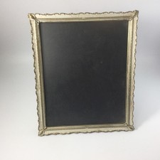 Vintage Ornate Metal Photo Picture Frame Standing Hanging Gold White Painted 11