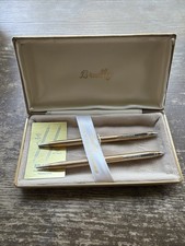 Vintage Bradley Pen & Pencil Set Gold Tone Original Box & Paperwork Included USA picture