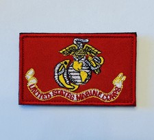 USMC MARINE CORP  RED MILITARY TACTICAL HOOK & LOOP EMBROIDERED  PATCH picture