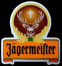 JAGERMEISTER STICKER “ORANGE CROSS” 2 3/8 X 2 1/2” GLOSSY THICK WATERPROOF USE picture