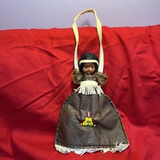 Vintage 1950’s Native American Inspired Souvenir Doll Purse Zipper Coin Pouch picture