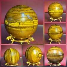 411G Natural Tiger Eye Stone Crystal Ball Quartz Healing Sphere Décor picture