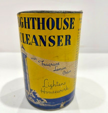 1460 ~ Vintage Lighthouse Cleanser Paper Label Can W/Content Lemon Scent picture