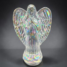 Silvestri Iridescent Glass Angel Figurine Handcrafted Praying 7 Inch Rainbow picture