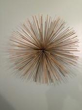 MCM Inspired Atomic Starburst Gold Metal Sea Urchin Wall Decor 14ich picture