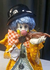 14' Authentic Hand Painted Zampiva Vintage Ceramic Spaghetti Hair Clown 40/300 picture