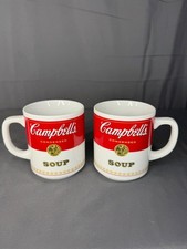 Genuine Campbell Soup Mugs by Corning Glass - 1980's Vintage - Set of 2 Mugs picture