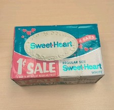 Vintage SweetHeart Soap 4 Bar Pack 1 Cent Sale White NOS 1950s 60s Sealed picture