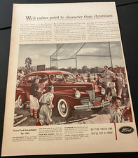 Red 1941 Ford Super Deluxe V8 Sedan - Vintage Original Print Ad Wall Art - NICE picture