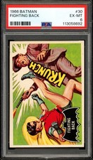 1966 TOPPS USA BATMAN BLACK BAT #30 Fighting Back Robin Graded PSA 6 EX-MT Card picture
