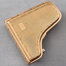 STUNNING VINTAGE BRASS PYGMALION PIANO POWDER COMPACT picture