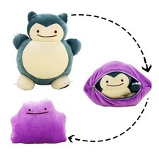 20cm Pokémon Ditto Snorlax Reversible Plush Pillow Anime Doll Kids Gift picture