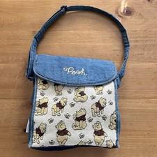 Vintage 90s Disney Winnie The Pooh Denim Tapestry Diaper Bag Shoulder Tote RARE picture