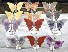 Wholesale lot 12 Pcs Mixed Natural Crystals Butterfly Healing Energy picture