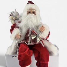 Decorative Santa Claus Festive Holiday Shelf Sitting Figure 19” Red Sequin Suit picture