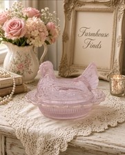 Mosser Pink Opalescent Hen on Nest Covered Dish 6.5