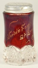 Antique Saint Louis Worlds Fair 1904 Ruby Red Flash Glass Salt Shaker picture