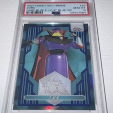 ZURG #28 2023 Topps Chrome Disney 100 DARK BLUE LIGHT BLUE /75PSA 10 picture