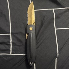 Vintage Buck 180 Solitaire CrossLock Folding Knife Gold BuckCote USA 1990s 180SX picture