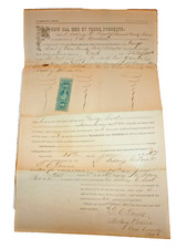 Antique 1867 Nebraska Warranty Deed Cass Co 50c Civil War Revenue Stamp Early St picture