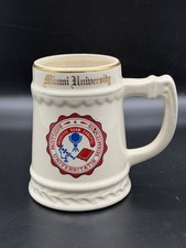 Vintage Miami University Ohio Ceramic Stein Mug Bunting Pottery Gold Trim picture