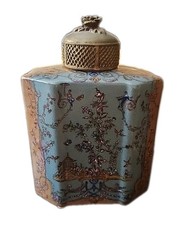 Vintage Wong Lee Porcelain Jar with Bronze Accent Lid picture