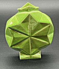 Vintage Geometric Art Deco Rare Unique Green Ceramic Vase Honeycomb ES Keramik? picture