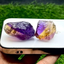 2 Pcs Rare Ametrine Rough Gemstones Lot– 225 Cts - Natural Amethyst and Citrine picture