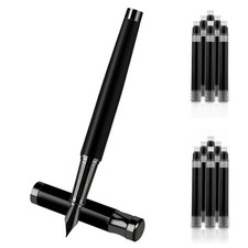 Amaxiu Luxury Metal Pen Set - Fine Nib Fountain Pen with Converter and 10 Black picture