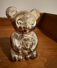 Vintage Silver Plated Godinger Tarnish-Resistant Bear Piggy Bank w/ Stopper picture
